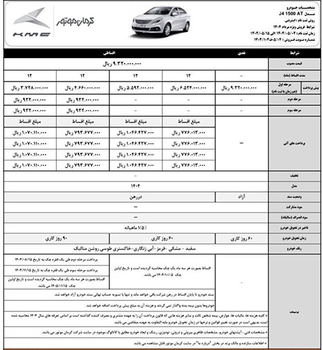 شرایط فروش جک J4 مرداد ۱۴۰۴
