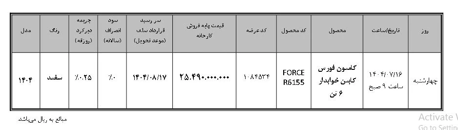 فورس ۶ تن کابین خواب‌دار بهمن دیزل
