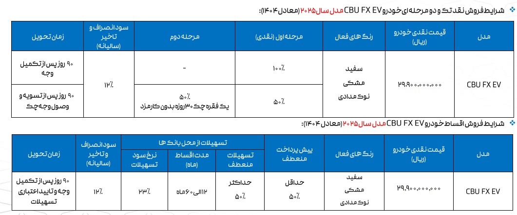 فروش خودرو برقی فونیکس FX از امروز در نمایندگی‌های مجاز آغاز شد