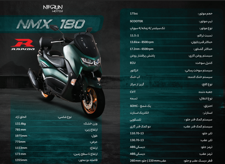 مشخصات فنی راپیدو NMX180