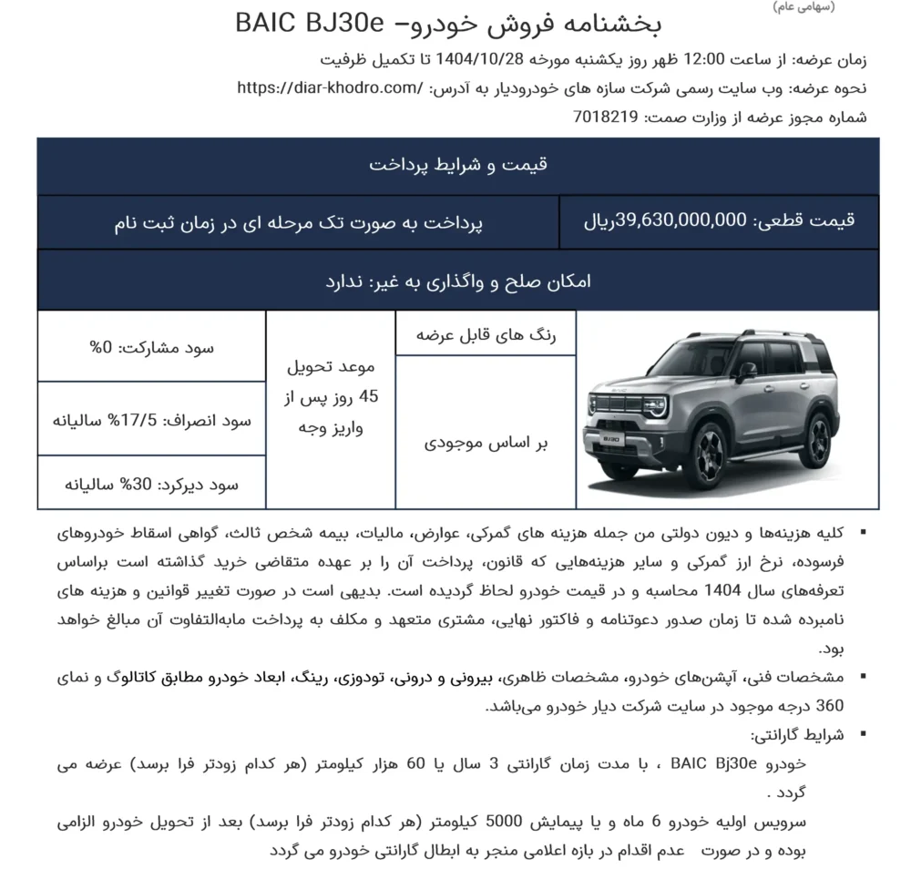 نخستین شرایط فروش بایک BJ30e با قیمت قطعی اعلام شد